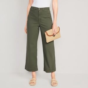 Old Navy Extra High Rise Wide Leg Chino Trouser Pants size 18 Olive Green